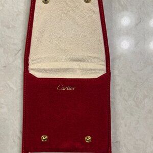 Cartier red suede/microfiber travel pouch, brand new